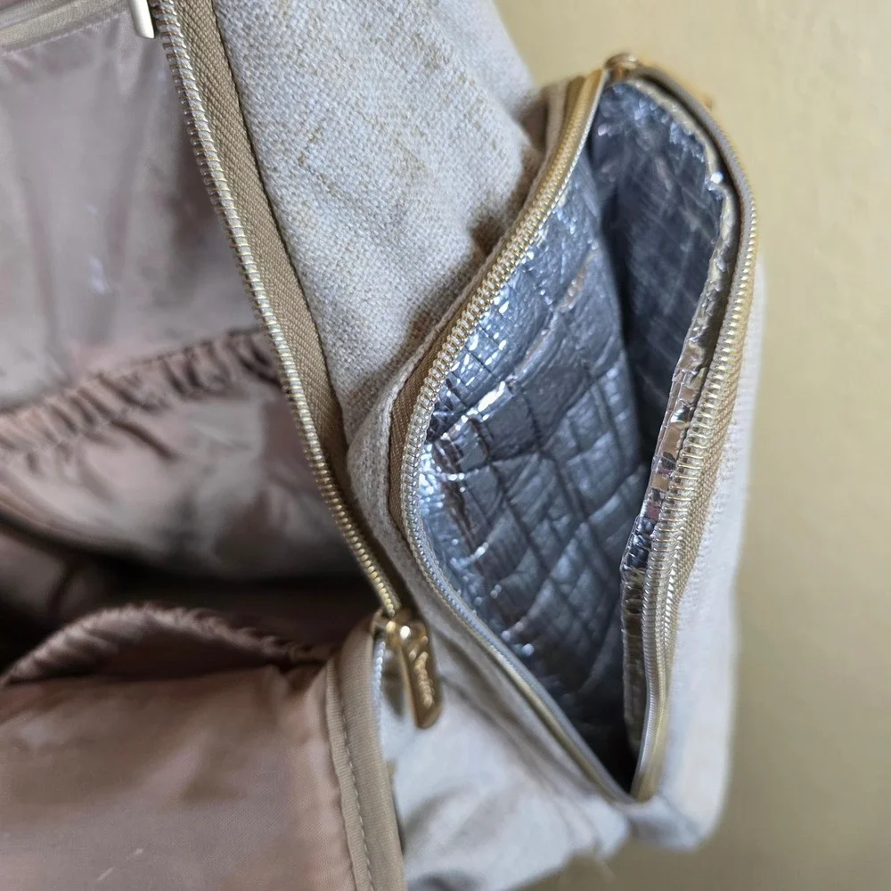 Ergobaby Diaper Bag Backpack Tan Cream Neutral Insulated Bottle Pocket travel - Picture 9 of 14